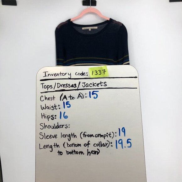 Rachel Roy Navy & Multicolor Striped Knit Longsleeve Cropped Sweater size L - Picture 9 of 10